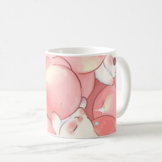 Café Taza Adorable de Diseño de conejitos fondo rosa