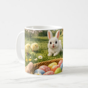 Café Taza adorable de Pascua - Conejo, pollitos y huevo