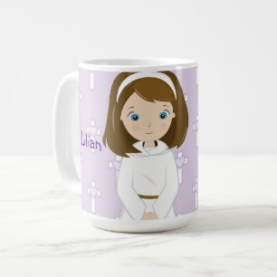Café Taza adorable del brunette del chica de día de la