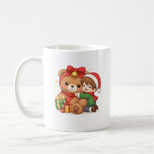 Café Taza Adorable Osito de Navidad y Niño