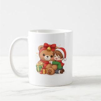 Café Taza Adorable Osito de Navidad y Niño