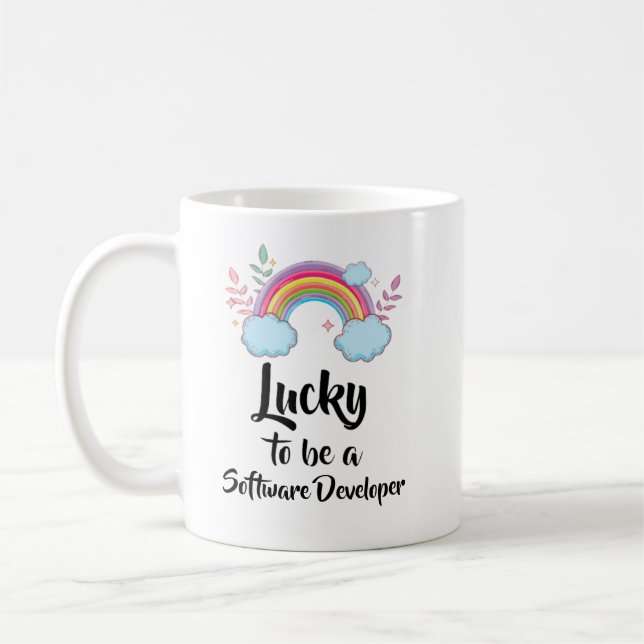 Café Taza Afortunado De Ser Desarrollador De Software (Izquierda)