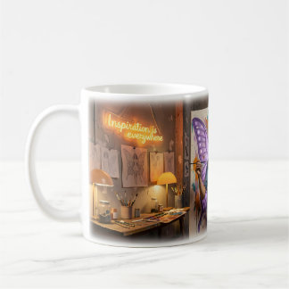 Café Taza Alas Curativas en un Estudio de Arte de Media