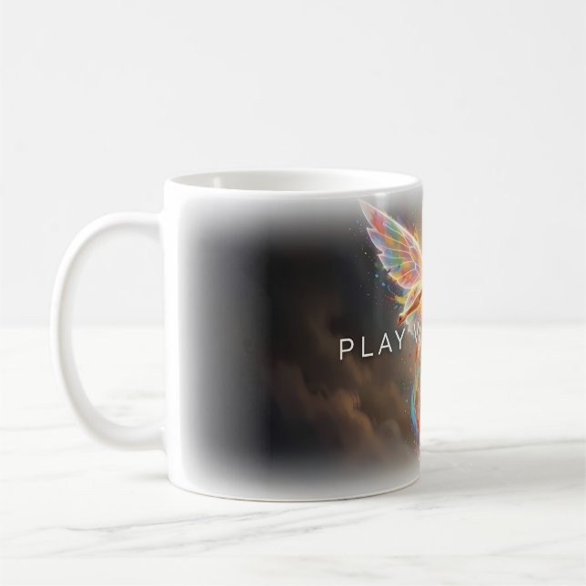 Café Taza Alas de Arcoíris Juega con Corazón (Izquierda)