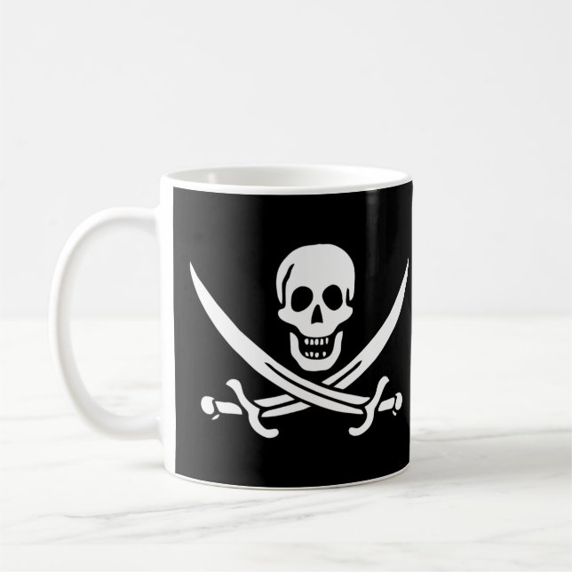 Café Taza alegre de la bandera de pirata de Rogelio (Izquierda)