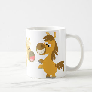 Café Taza alegre de los potros del dibujo animado