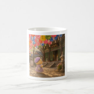 Café Taza Alma bajo las linternas de loto