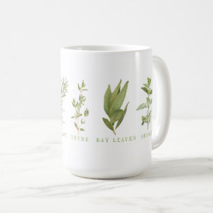 Café Taza alta blanca de 6 hierbas frescas