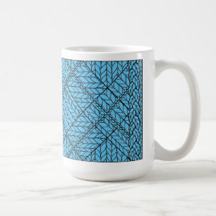 Café Taza alta blanca de punto argyle azul
