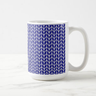 Café Taza alta blanca de punto azul real