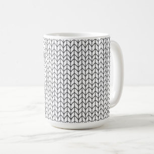 Café Taza alta blanca de punto de línea NEGRA