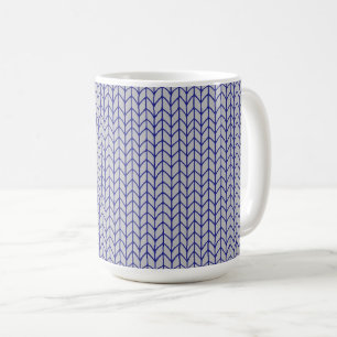 Café Taza alta blanca de punto gris azul