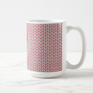 Café Taza alta blanca de punto gris rojo
