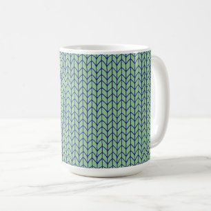 Café Taza alta blanca de punto verde azulado