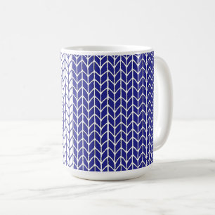 Café Taza alta de punto azul y blanco