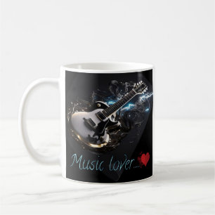 Café taza Amante de la Música negra guitarra