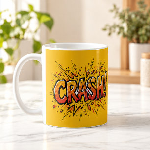 Café Taza Amarilla de Cómic de Arte Pop CRASH