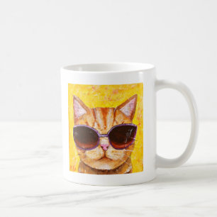 Café Taza anaranjada del gato de Tabby del gato de la
