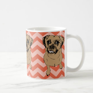 Café Taza anaranjada monocromática caprichosa de Puggle
