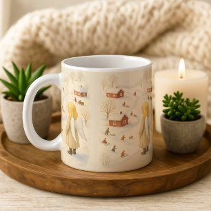 Café Taza Ángel de Invierno Regalo Pueblo de Navidad