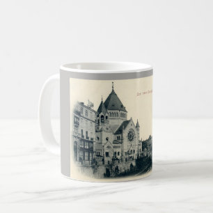 Café Taza antigua de la postal de la sinagoga de