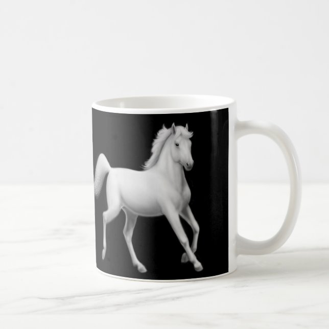 Café Taza árabe blanca de los caballos (Derecha)