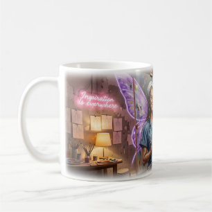 Café Taza Artista Pintando Alas de Ángel Enfermera NYC