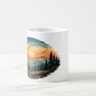 Café Taza Atardecer en el Bosque Retro   Atardecer de l