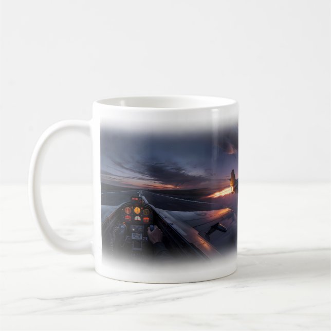 Café Taza Atardecer Tormenta Cielo Cabina Aviones de Co (Izquierda)