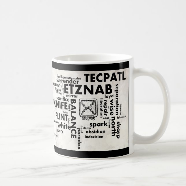 Café Taza azteca maya de Etznab Tecpatl de la nube de (Derecha)