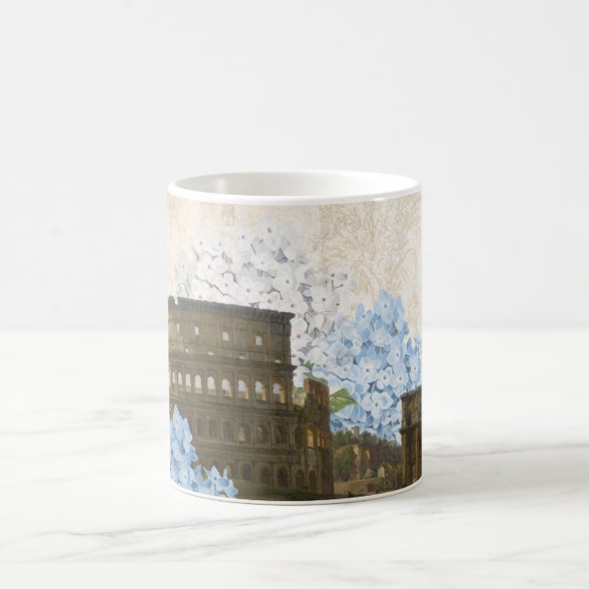 Café Taza azul antigua del Hydrangea de Roma (Centro)