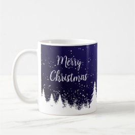 Café Taza azul de Feliz Navidad
