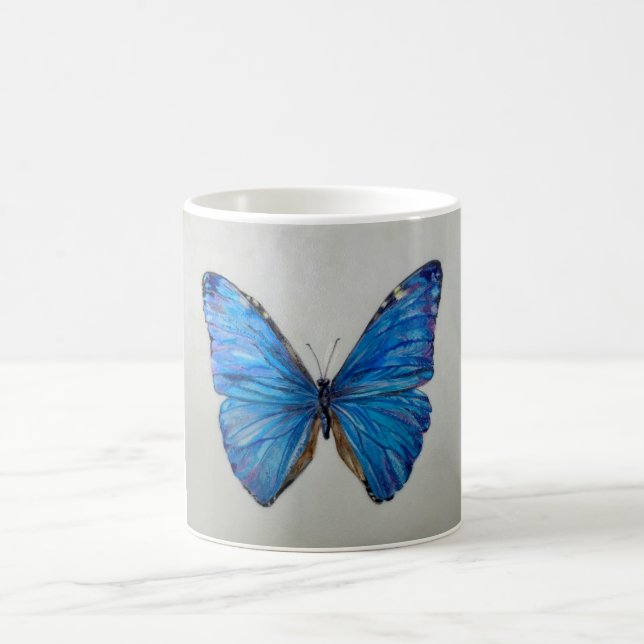 Café Taza azul de la mariposa de Morpho 14 onzas (Centro)