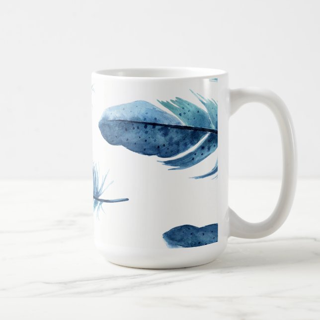 Café Taza azul de la pluma (Derecha)