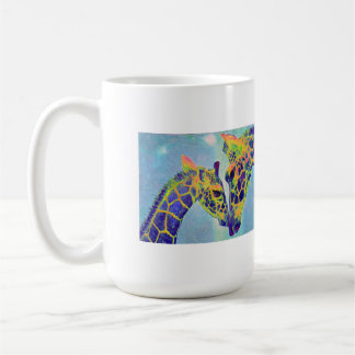 Café taza azul de las jirafas