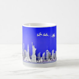 Café Taza azul de Santa sobre Nueva York Navidad