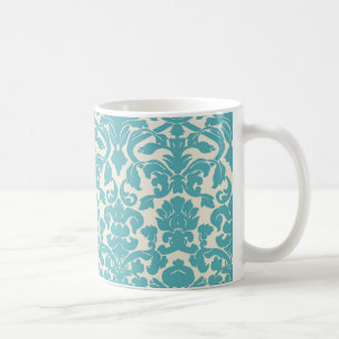 Café Taza azul del damasco de la aguamarina