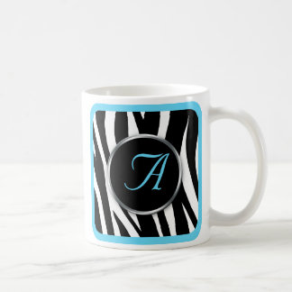 Café Taza azul del monograma de la aguamarina elegante