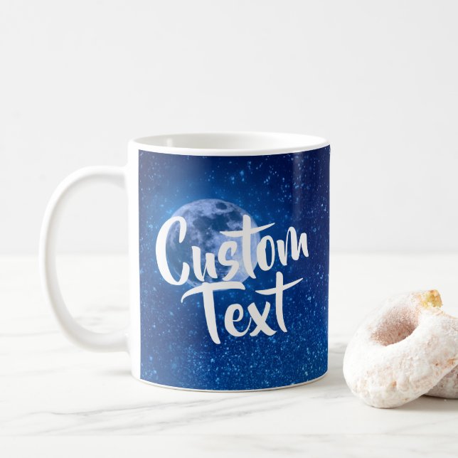 Café Taza azul del personalizado de la Luna Llena (Con donut)