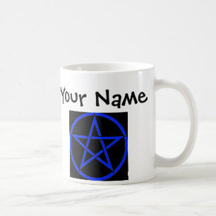 Café Taza azul personalizada de Wiccan del pentáculo
