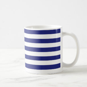 Café Taza azul y blanca de las rayas