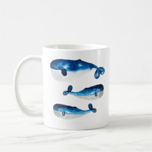 Café Taza - ballena azul de Acuarela