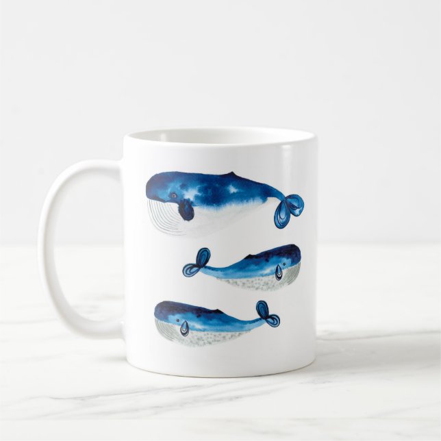 Café Taza - ballena azul de Acuarela (Izquierda)
