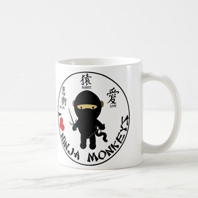 Café Taza básica - monos del ninja del amor de I (Derecha)