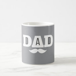 Café Taza Bigote de Papá Gris y Blanco
