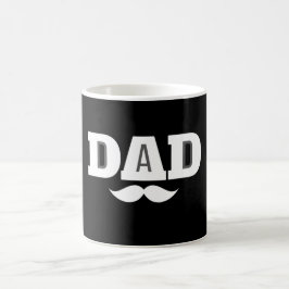 Café Taza Bigote de Papá Negro y Blanco