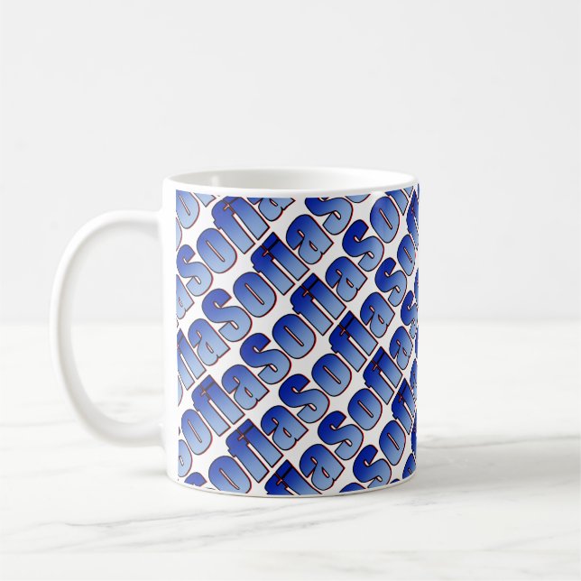 Café Taza blanca azul de Sofía (Izquierda)