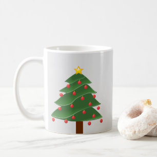 Café Taza Blanca Clásica con Árbol de Navidad con Bombi