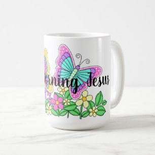 Café Taza blanca clásica de Jesús de la buena mañana