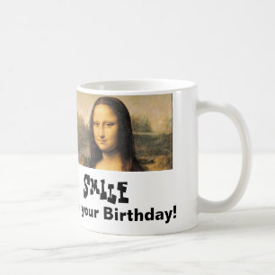 Café Taza blanca clásica del cumpleaños de Mona Lisa